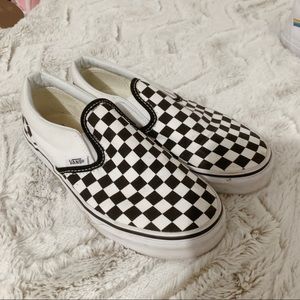 Black & White Checkered Vans Slip Ons
